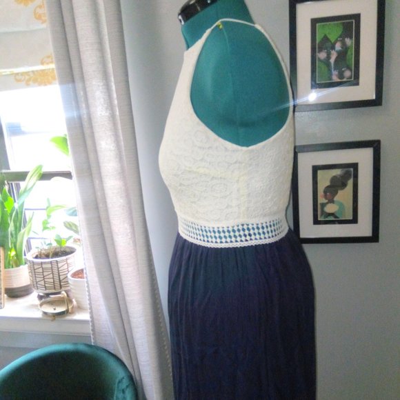 Papaya Two-Toned Textured Maxi Dress Sz L - Picture 8 of 16